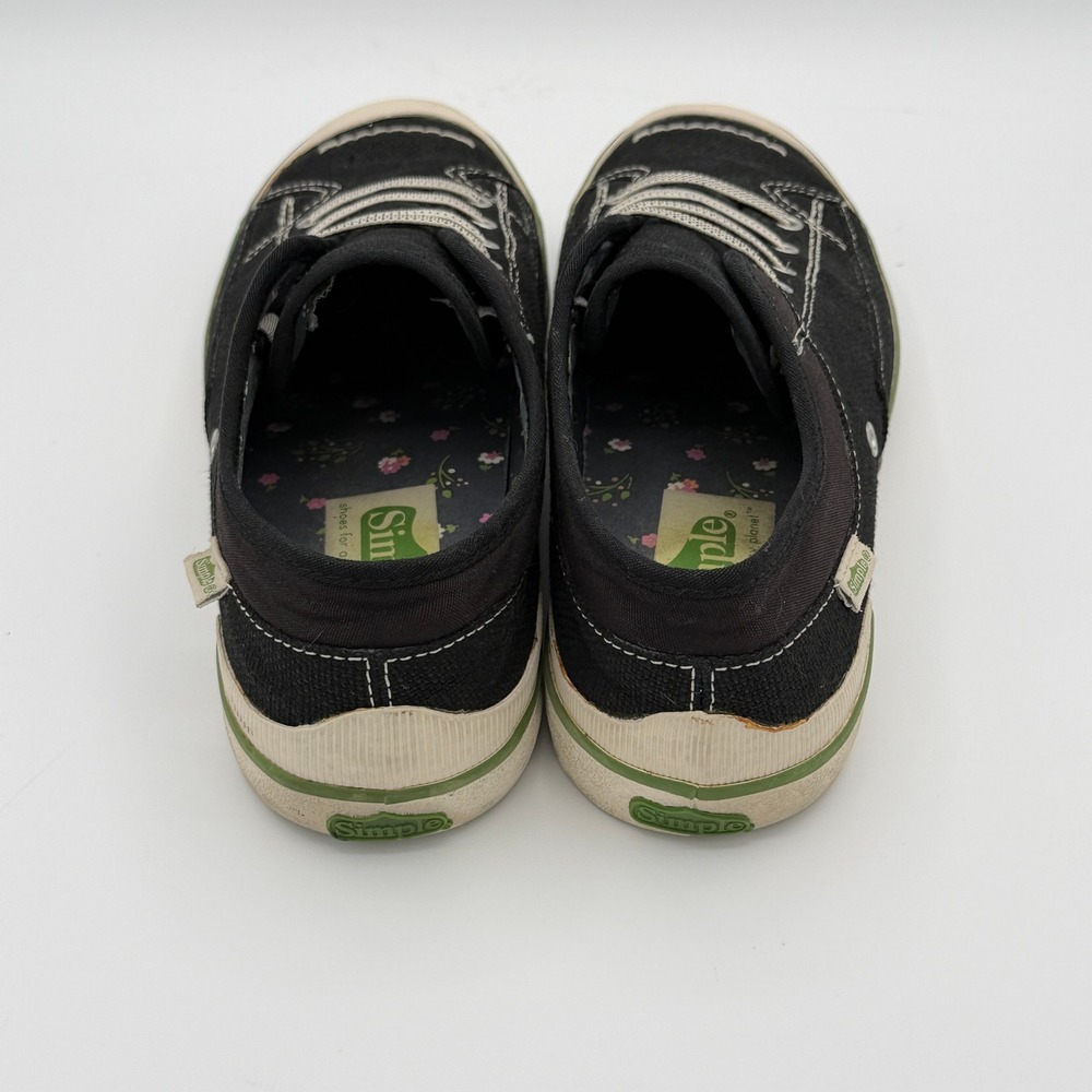 Vintage Simple Shoes WM 9 Black Canvas Low Top Skater Sneaker Y2K Grunge Granola - Picture 5 of 9
